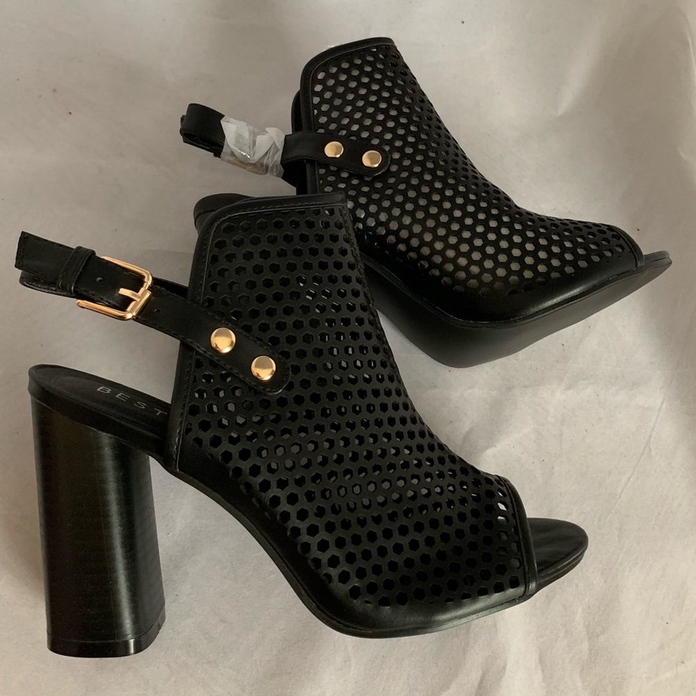 Beston NEW vegan leather laser cut sandals